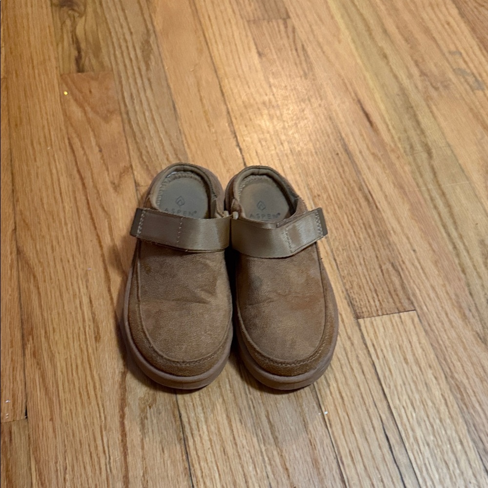 Brown Suede Kids Clog Shoes